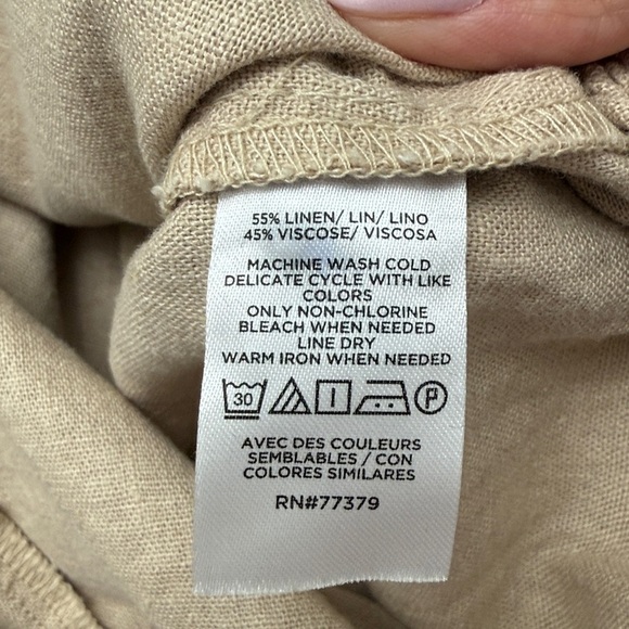 Ann Taylor High Waisted Linen Blend Beige Shorts - Picture 3 of 3